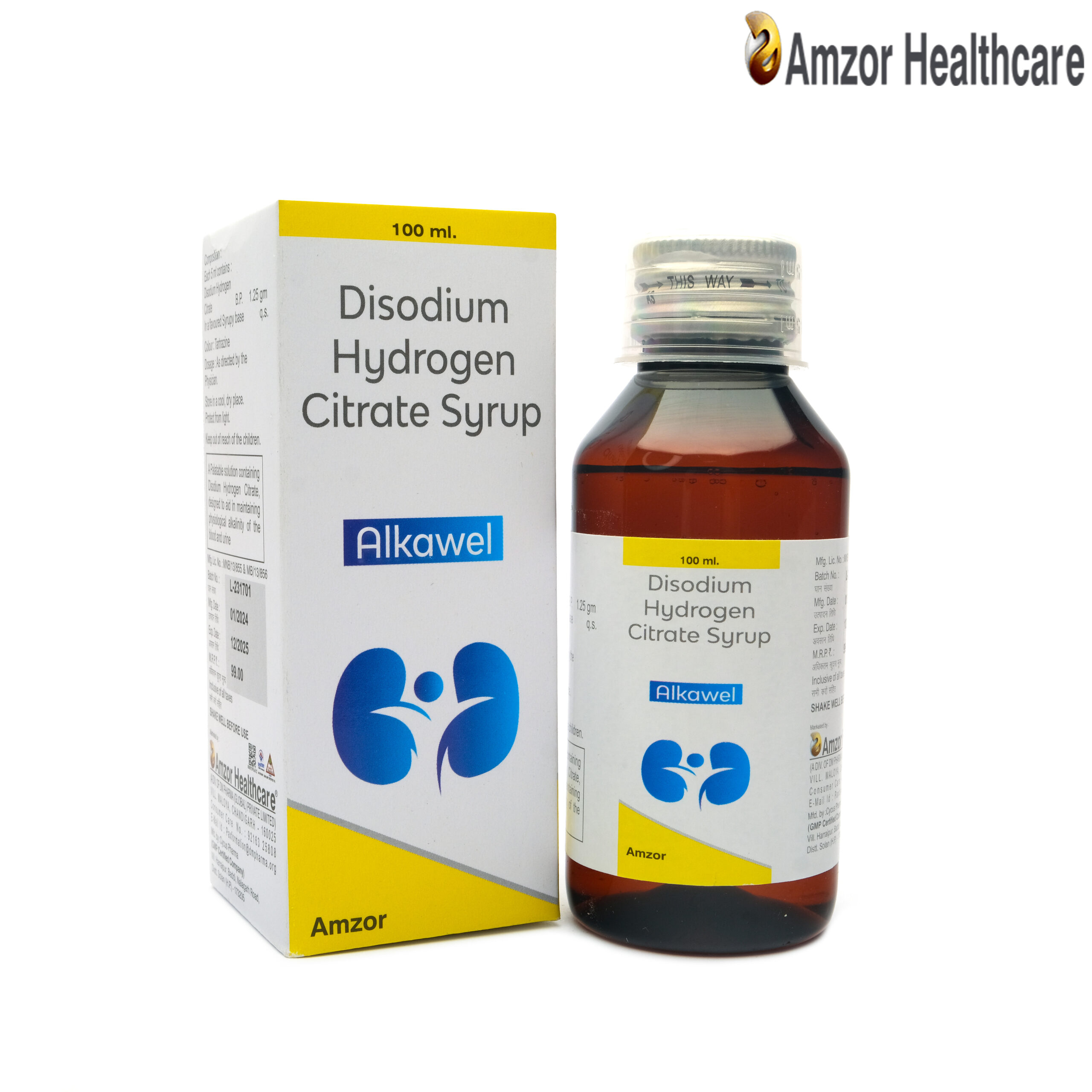Alkawel | Disodium Hydrogen Citrate Syrup | By Amzor Healthcare | PCD Pharma Franchise Company in Chandigarh