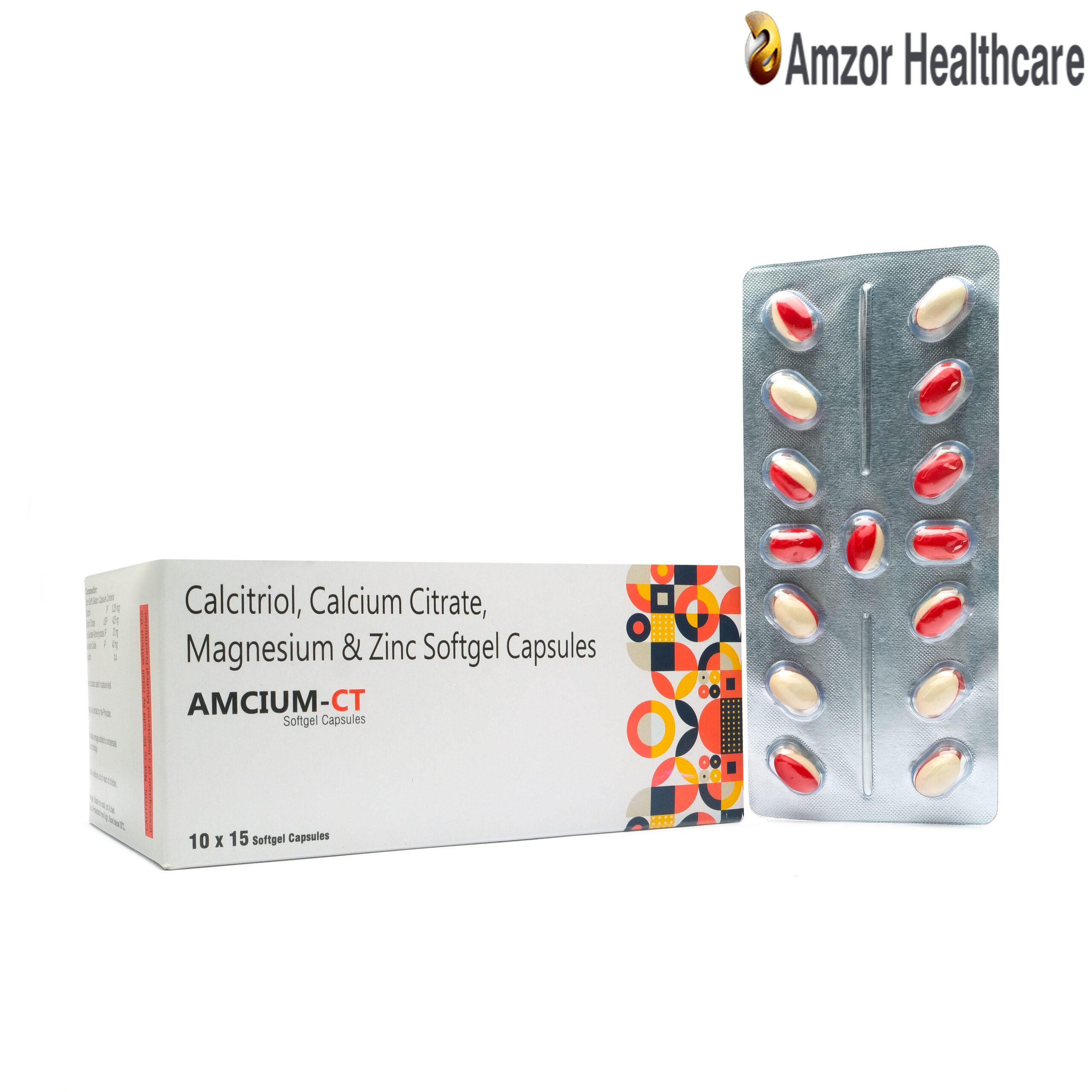Amcium-CT | Calcitriol, Calcium Citrate, Magnesium & Zinc Softgel Capsules | By Amzor Healthcare | PCD Pharma Franchise Company in Chandigarh