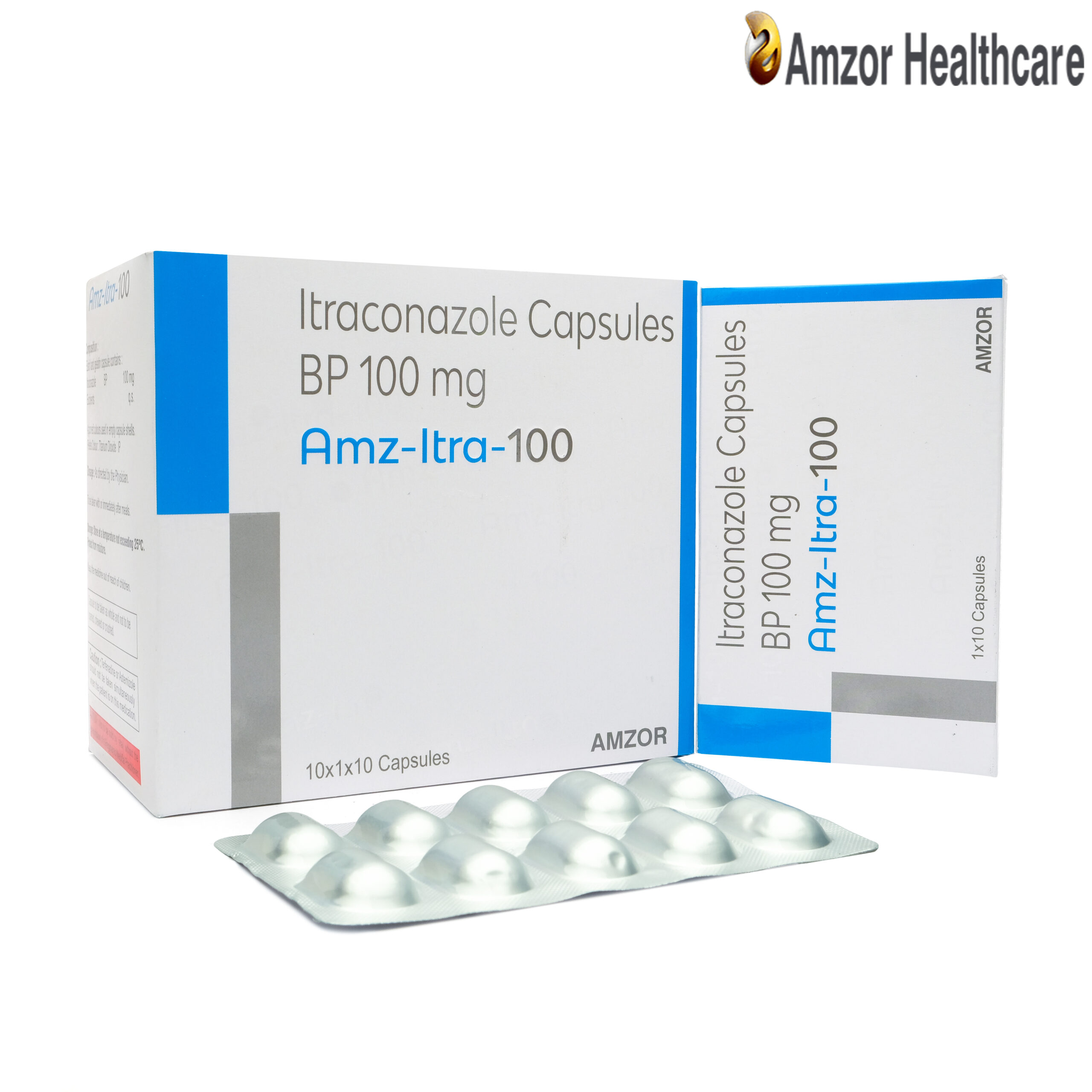 Amz-Itra-100 | Itraconazole Capsules BP 100 mg | By Amzor Healthcare | PCD Pharma Franchise Company in Chandigarh