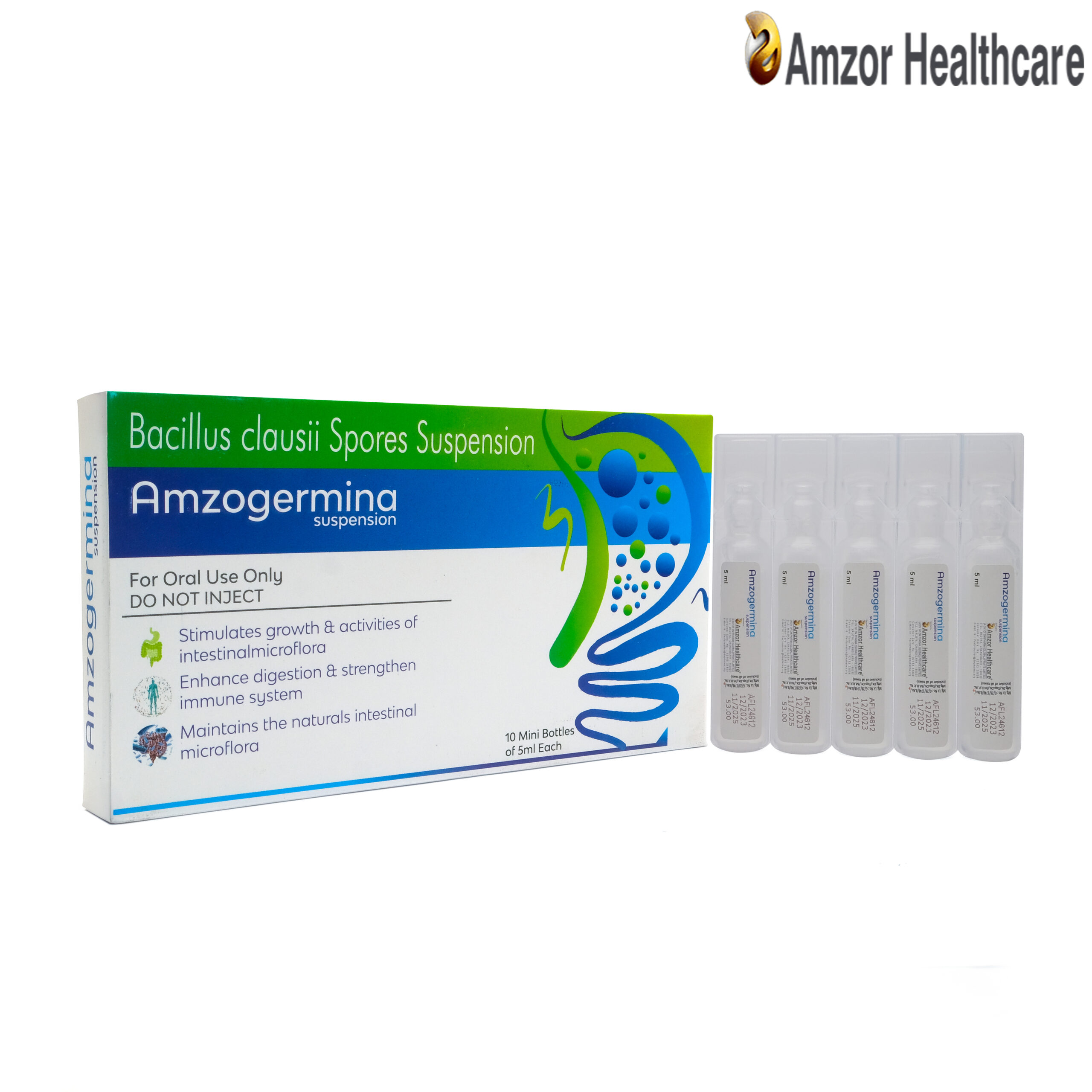 Amzogermina Suspension | Bacillus clausii Spores Suspension | By Amzor Healthcare | PCD Pharma Franchise Company in Chandigarh