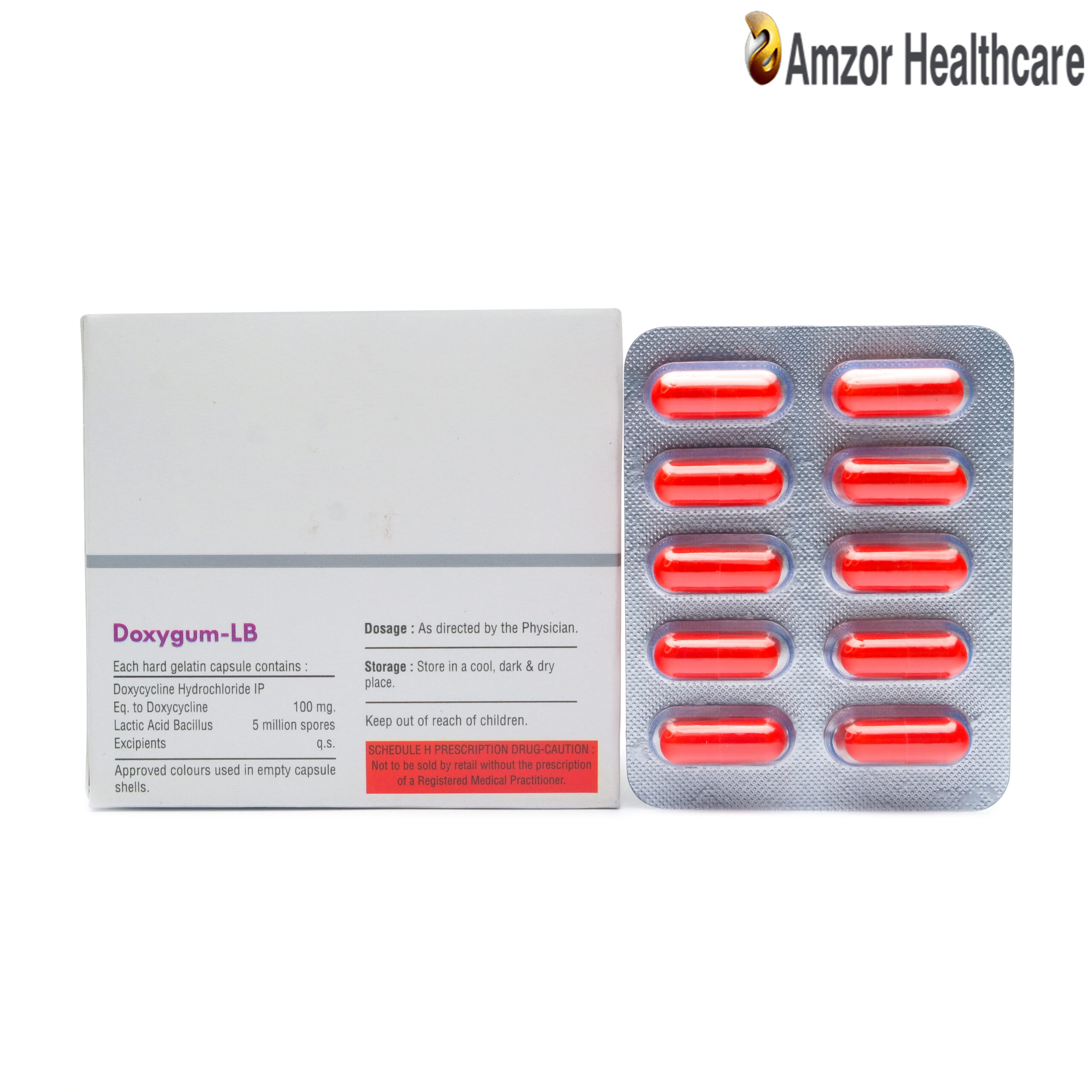 Doxygum-LB | Doxycycline Hydrochloride & Lactic Acid Bacillus Capsules | By Amzor Healthcare | PCD Pharma Franchise Company in Chandigarh