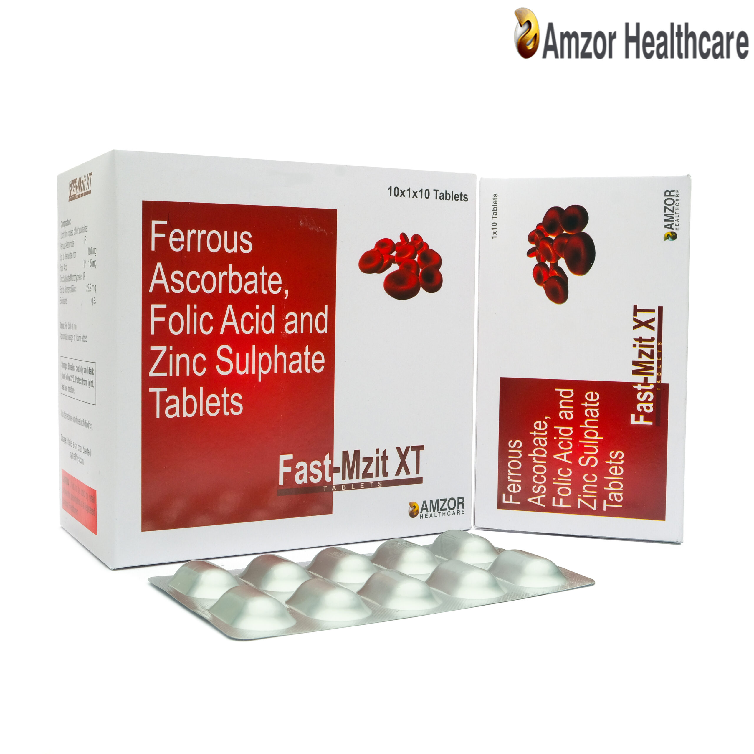 Fast-Mzit XT | Ferrous Ascorbate, Folic Acid and Zinc Sulphate Tablets | By Amzor Healthcare | PCD Pharma Franchise Company in Chandigarh
