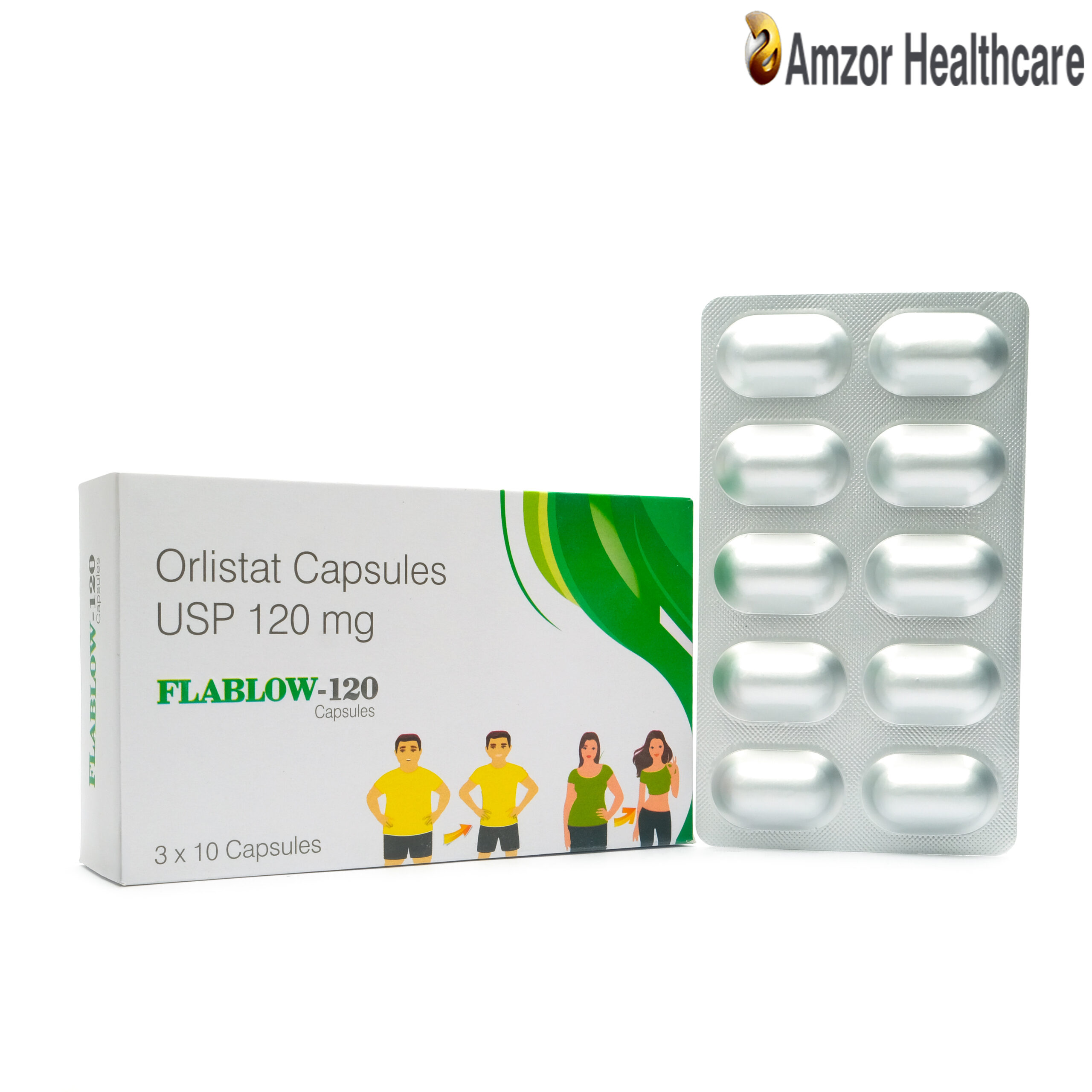 Flablow-120 | Orlistat Capsules USP 120 mg | By Amzor Healthcare | PCD Pharma Franchise Company in Chandigarh