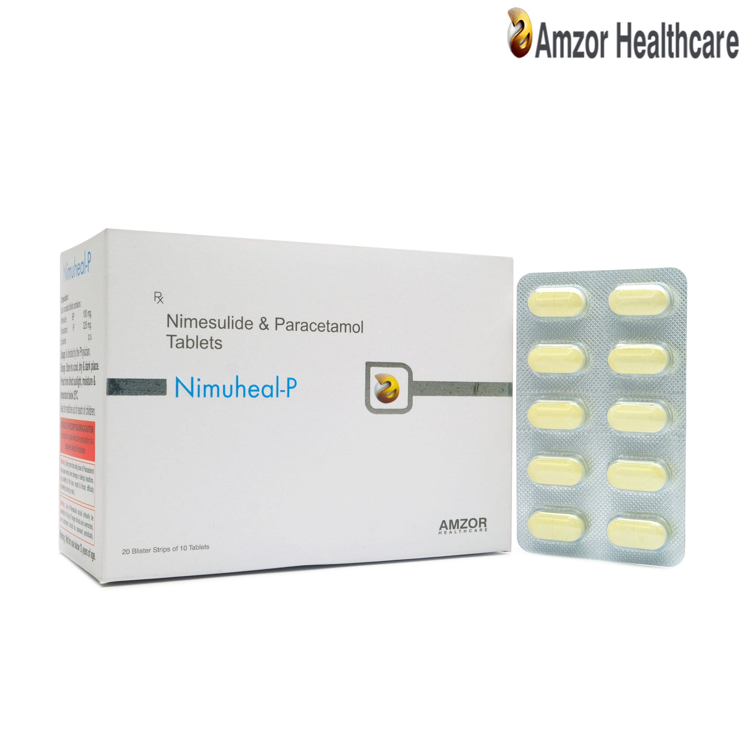 Nimuheal-P | Nimesulide & Paracetamol Tablets | By Amzor Healthcare | PCD Pharma Franchise Company in Chandigarh