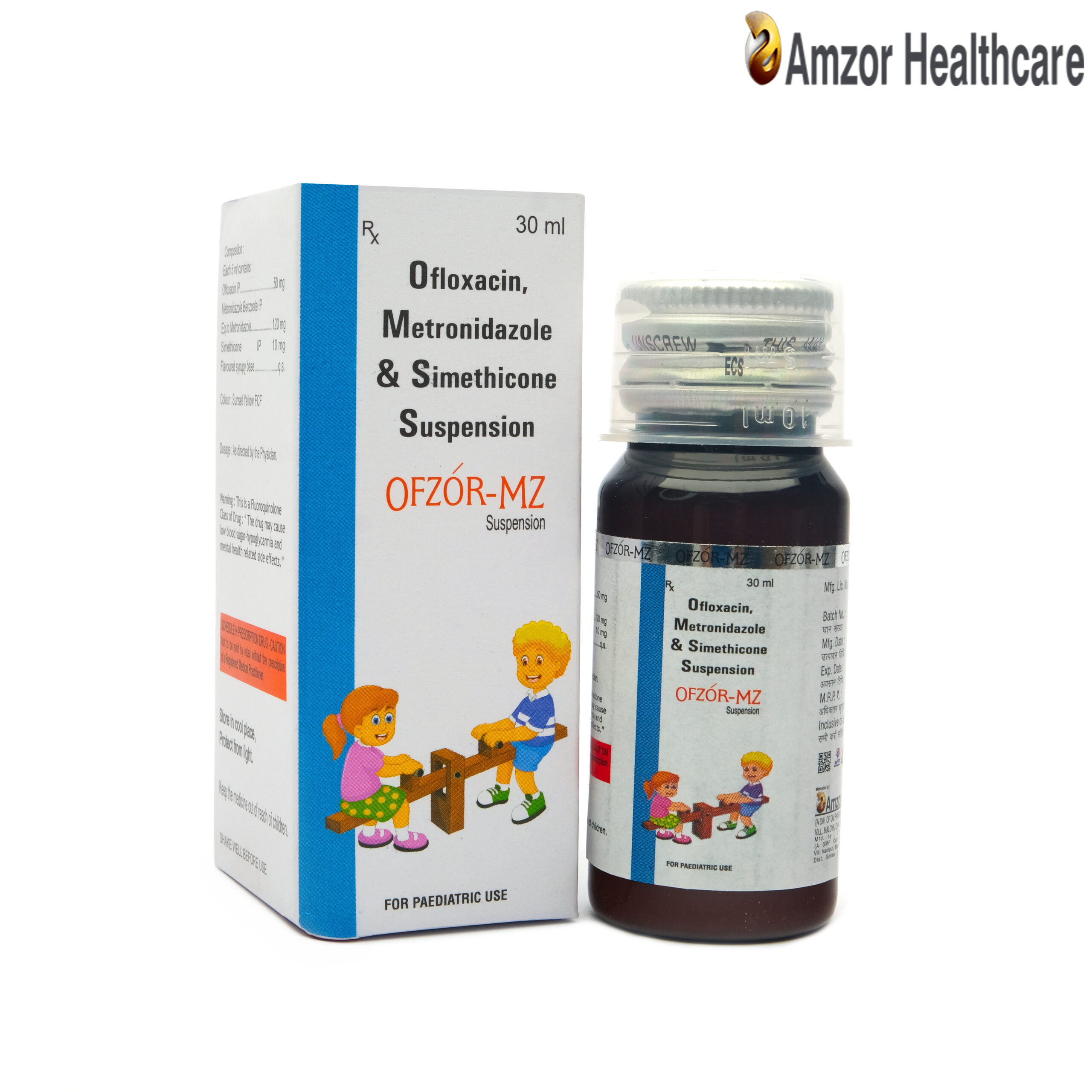 Ofzor-MZ Suspension | Ofloxacin, Metronidazole & Simethicone Suspension | By Amzor Healthcare | PCD Pharma Franchise Company in Chandigarh