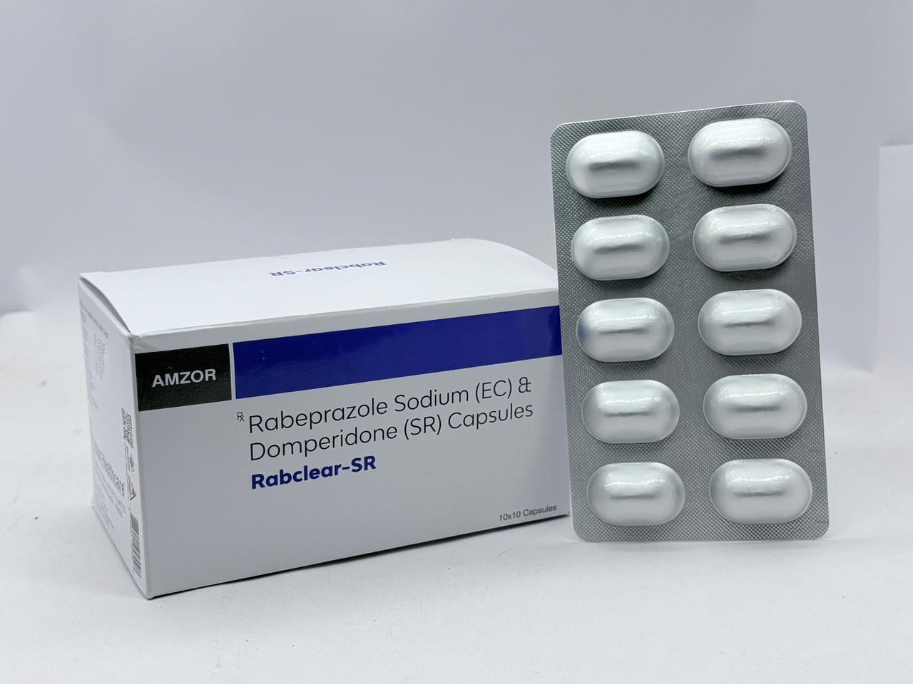 Rabclear-SR | Rabeprazole Sodium (EC) & Domperidone (SR) Capsules | By Amzor Healthcare | PCD Pharma Franchise Company in Chandigarh