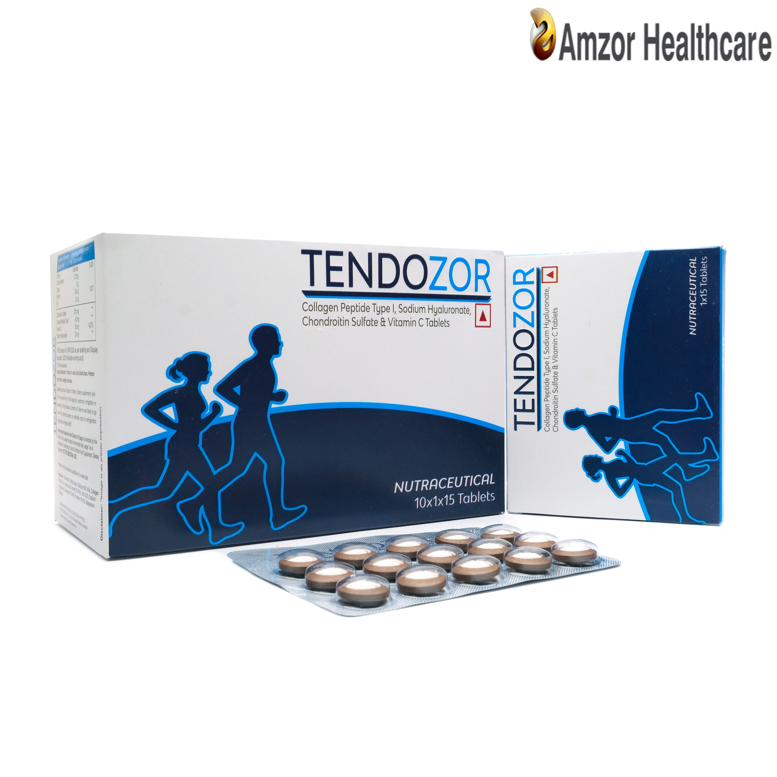 Tendozor | Collagen Peptide Type I, Sodium Hyaluronate, Chondroitin Sulfate & Vitamin C Tablets | By Amzor Healthcare | PCD Pharma Franchise Company in Chandigarh