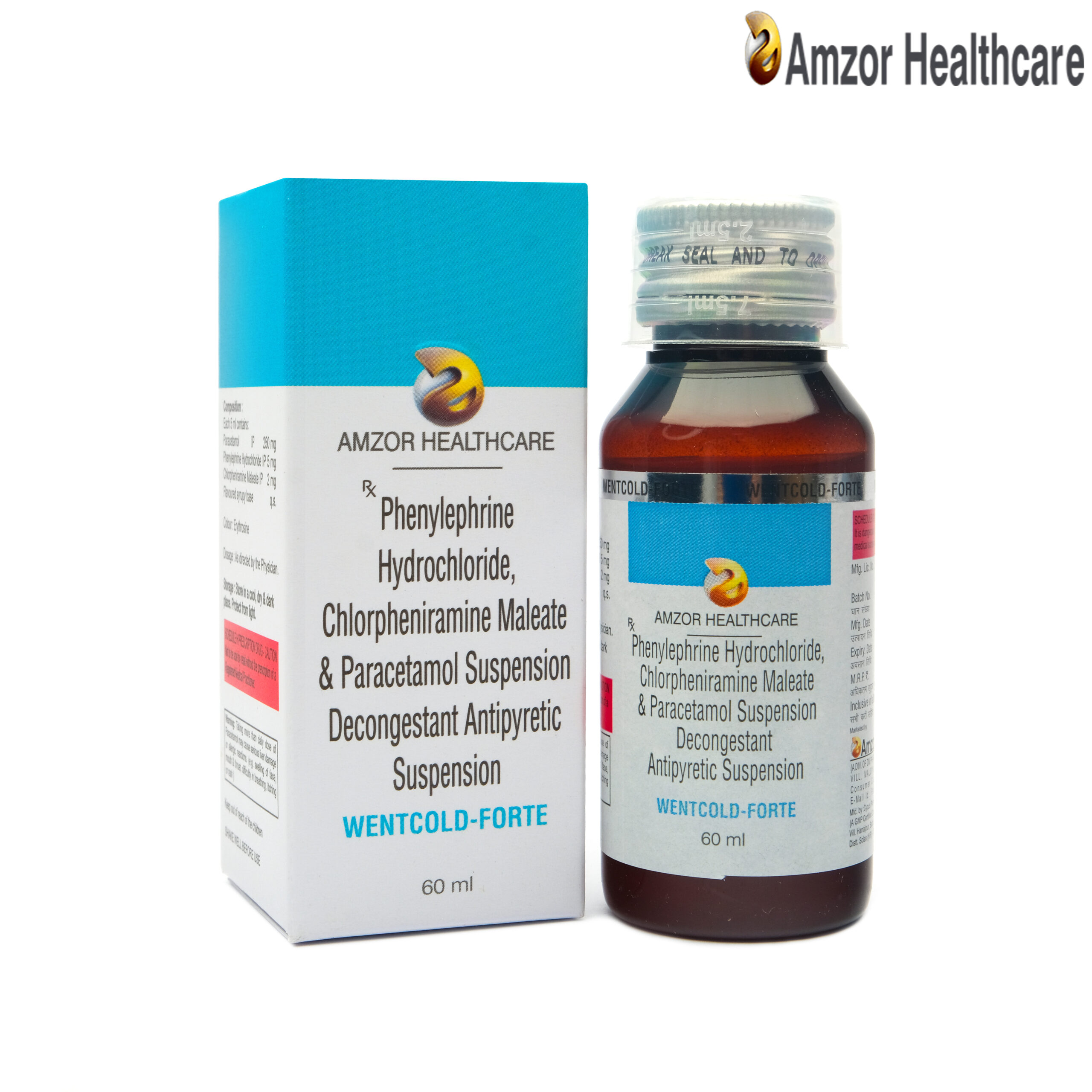 Wentcold-Forte | Phenylephrine Hydrochloride, Chlorpheniramine Maleate & Paracetamol Suspension | By Amzor Healthcare | PCD Pharma Franchise Company in Chandigarh