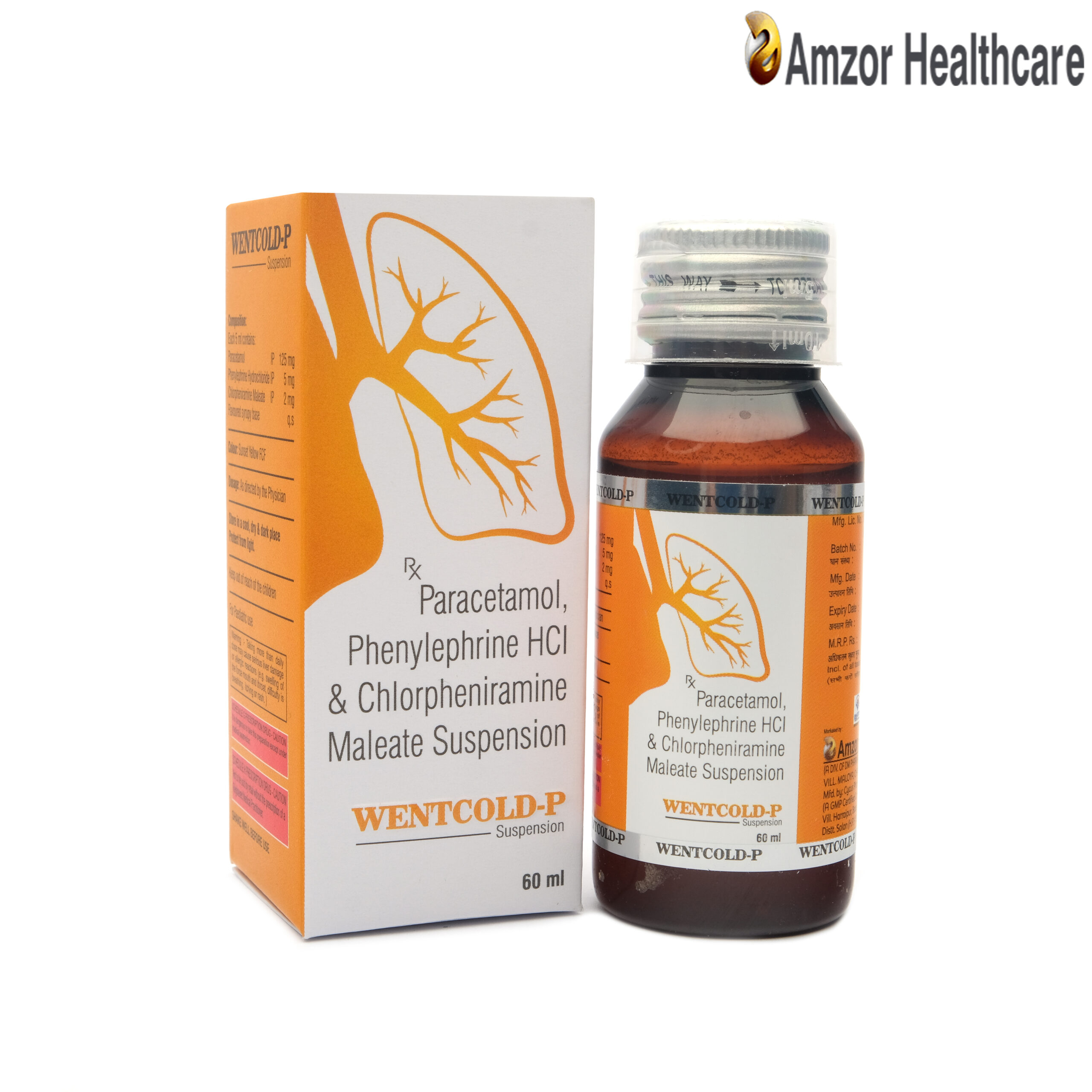 Wentcold-P | Paracetamol, Phenylephrine Hydrochloride & Chlorpheniramine Maleate Suspension | By Amzor Healthcare | PCD Pharma Franchise Company in Chandigarh