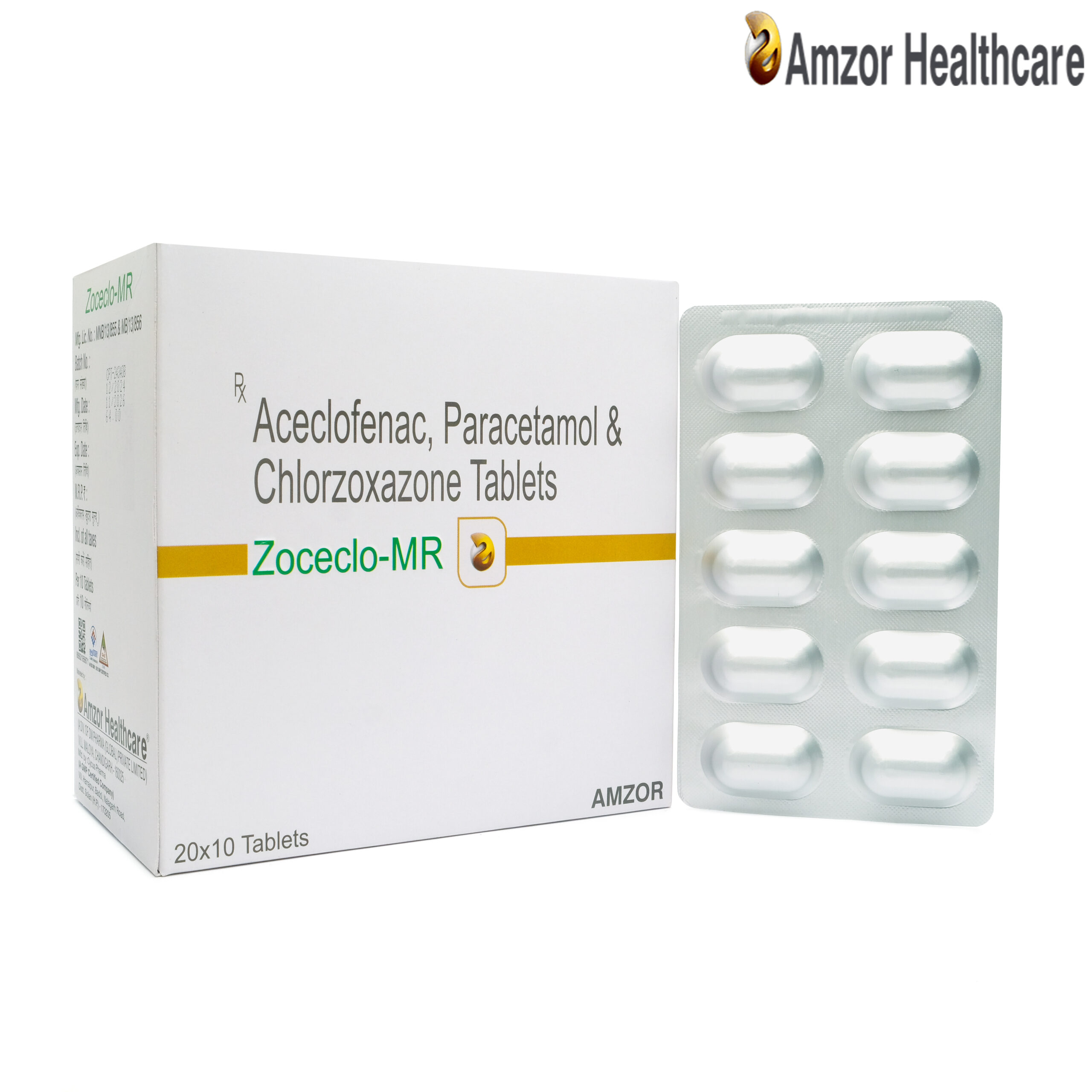 Zoceclo-MR | Aceclofenac, Paracetamol & Chlorzoxazone Tablets | By Amzor Healthcare | PCD Pharma Franchise Company in Chandigarh