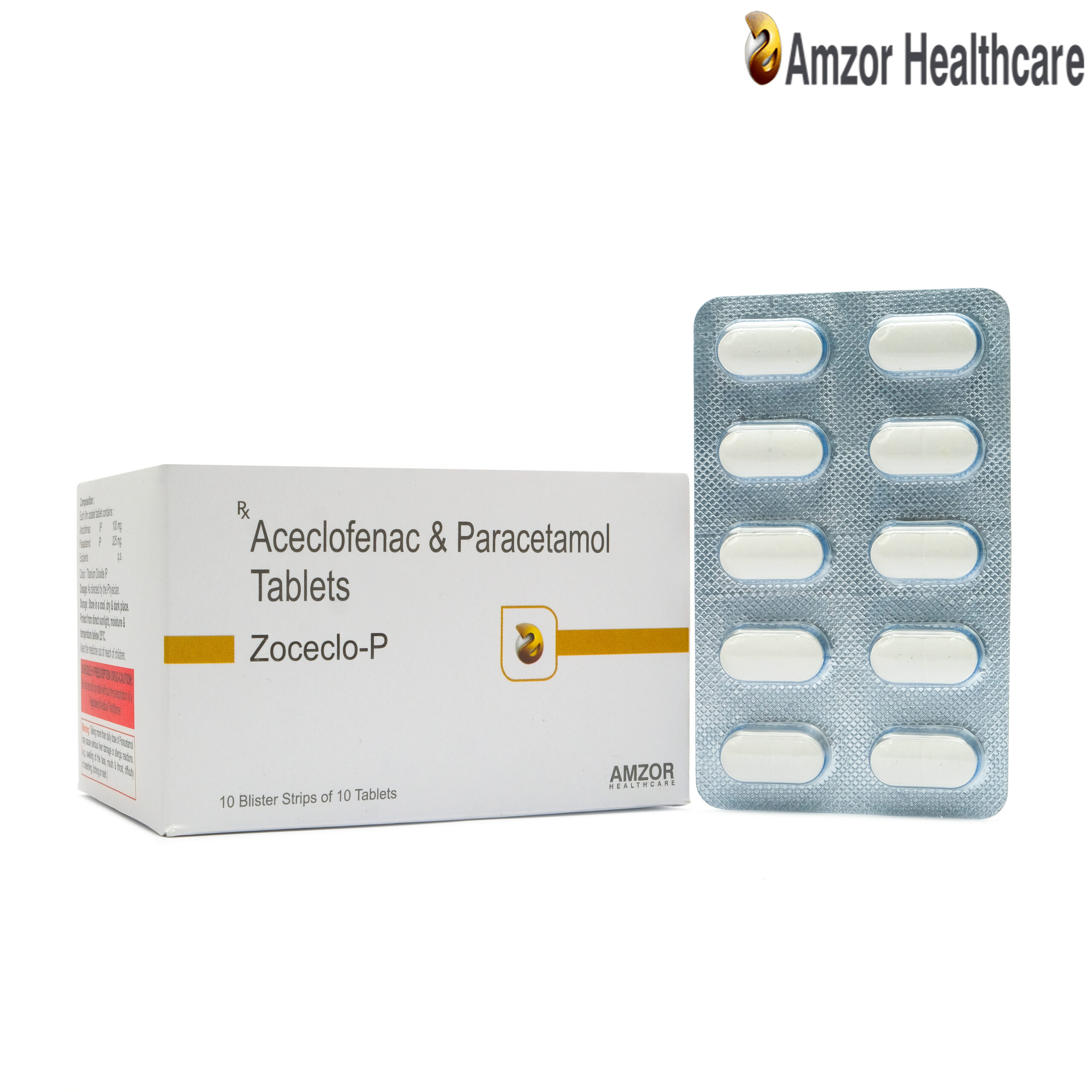Zoceclo-P | Aceclofenac & Paracetamol Tablets | By Amzor Healthcare | PCD Pharma Franchise Company in Chandigarh