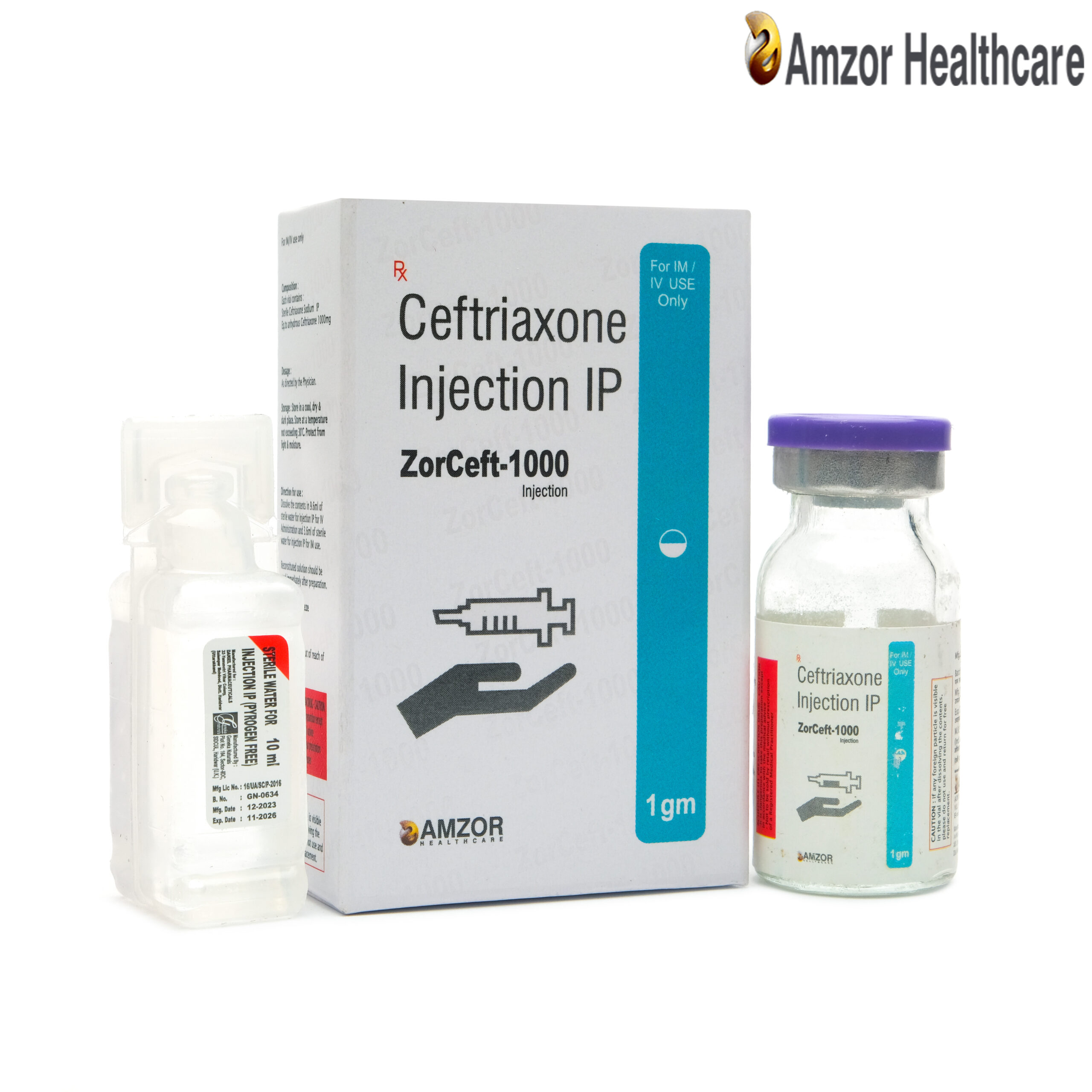 ZorCeft-1000 Injection | Ceftriaxone Injection IP | By Amzor Healthcare | PCD Pharma Franchise Company in Chandigarh