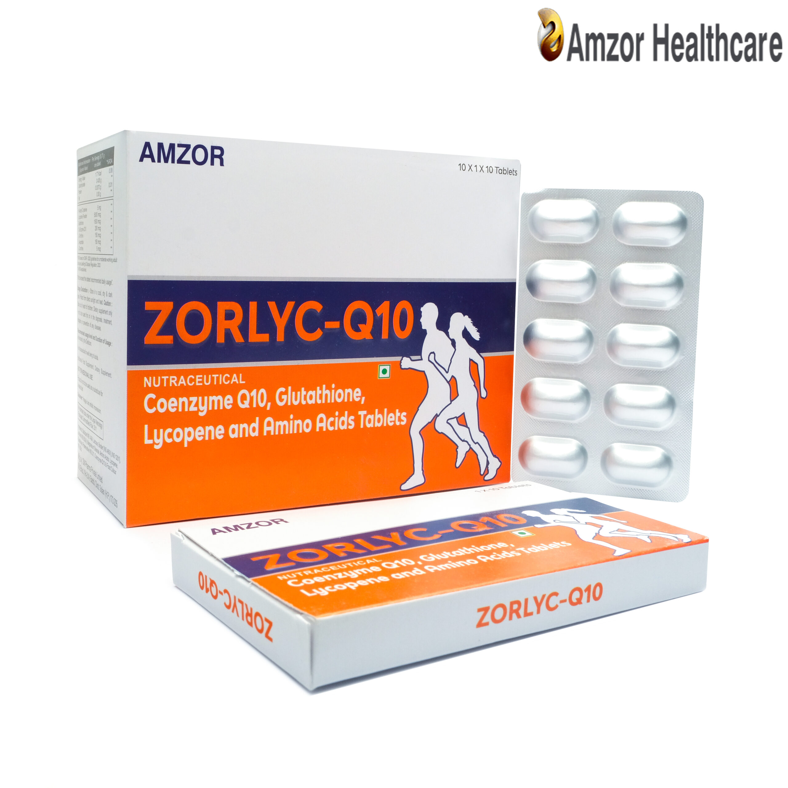 Zorlyc-Q10 | Nutraceutical – Coenzyme Q10, Glutathione, Lycopene and Amino Acids Tablets | By Amzor Healthcare | PCD Pharma Franchise Company in Chandigarh