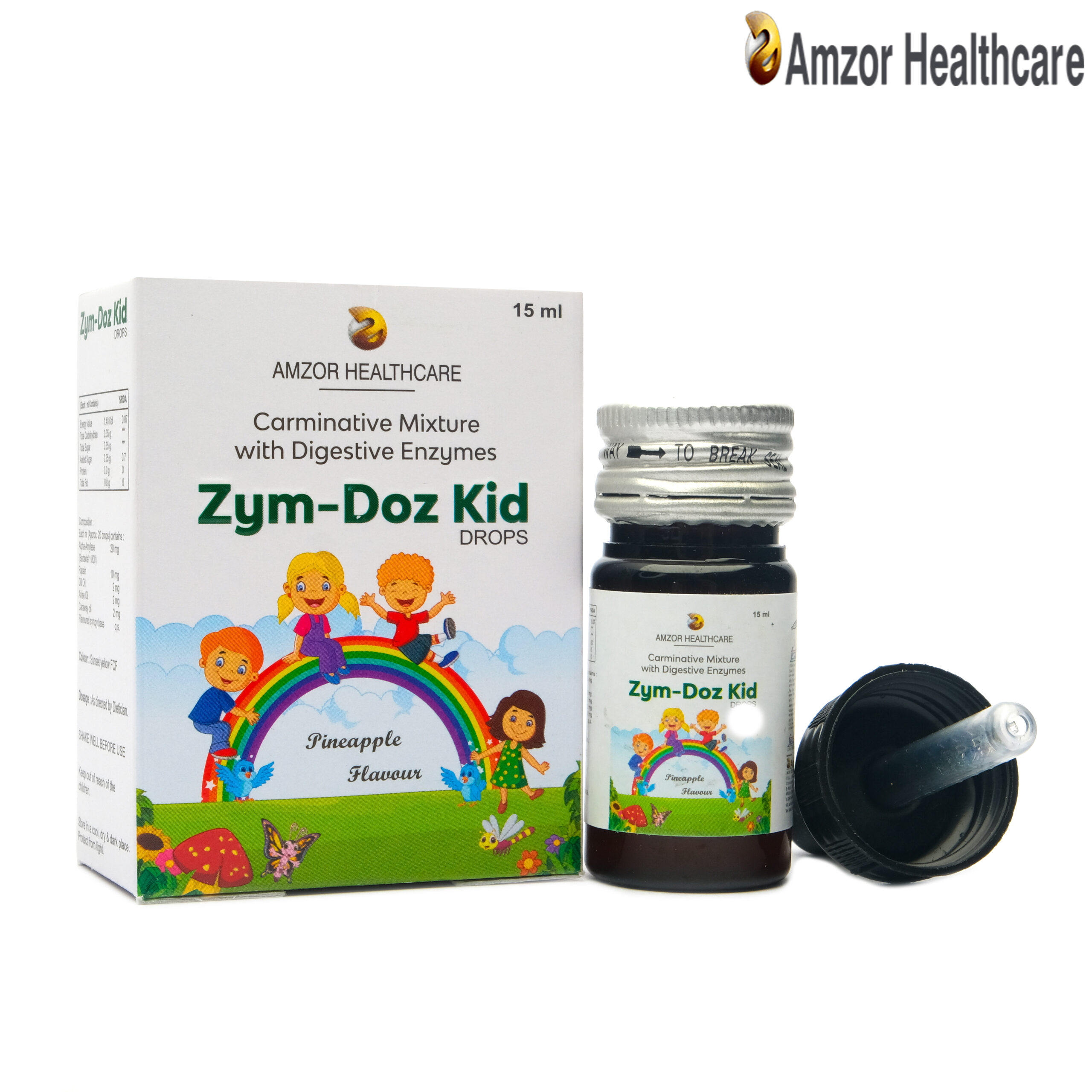 Zym-Doz Kid | Carminative Mixture with Digestive Enzymes Drops | By Amzor Healthcare | PCD Pharma Franchise Company in Chandigarh